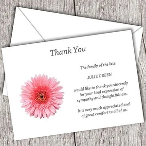 Personalised Sympathy/Funeral Thank You Cards - Gerbera - Picture 1 of 1