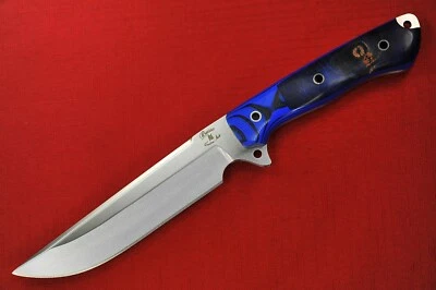 Busse Custom Urban Grudge .22" hoja satinada con cuña G10 mango de arce azul gris Foto 1 de 4