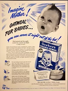 1941 Gerber Strained Oatmeal Baby Cereal Food Fremont MI Vintage Print Ad - Picture 1 of 5