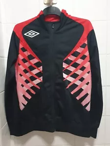 Umbro Track Jacket Black Red Pink Full Zip Size M Pockets High Neck Sports 42" - Picture 1 of 7