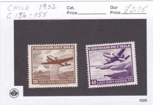 Chile 1952 - SC 155-156 - 2 Flugzeuge - MLH - als Scan - Bild 1 von 1