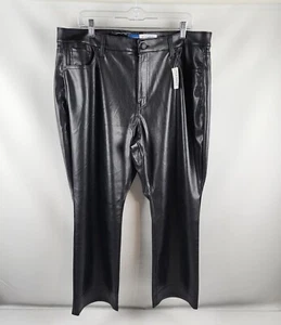 Old Navy Pants Women 18 Petite High-Waisted Bootcut Faux-Leather Crop Black NWT - Picture 1 of 11