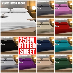 Sábana Ajustable Completa 25CM Sábana Ajustable Extra Profunda Sábanas Individuales Doble King - Imagen 1 de 22