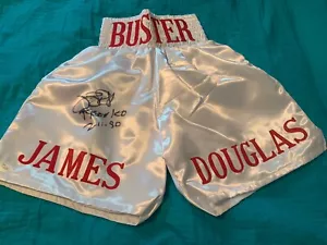 JAMES BUSTER DOUGLAS Signed Autographed White/Red Boxing Trunks JAA - Picture 1 of 3