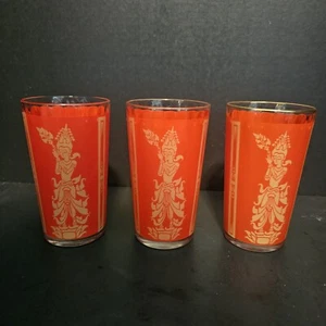 Culver Trinkgläser Thai Siam Göttin Becher Rot & Gold 4,75" Set 13 - Bild 1 von 9