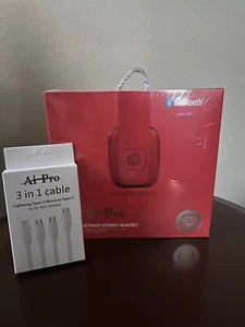 Ai Pro-100 Plus Bluetooth Headphones RED - Brand New in Box! Free Shipping! - Picture 1 of 4