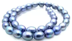 "Cuentas sueltas de perlas negras naturales de arroz de 9-10 mm para hacer joyas hágalo usted mismo hebras de 14""" - Imagen 1 de 4