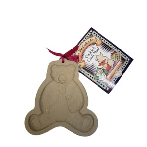 Vintage Brown Bag Cookie Art Mold Teddy Bear Stoneware Hill Design 1984 New - Picture 1 of 8