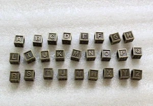 52PCS Antiqued bronze alphabet letter cube beads w/big hole #23485 - Picture 1 of 1