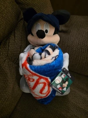 NY Yankee Mickey & Minnie  Mouse Plushies and Throws. 40" x 50" - Image 1 of 4
