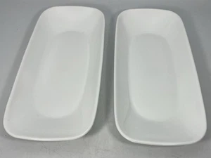 Set Of 2 Corelle Appetizer Plates White 10x 4 5/8 Serving Platter Oblong - Picture 1 of 7