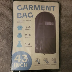 Garment Bag Stylish 43-Inch Black - Ideal for Suits, Shirts, Coats, Dresses New - Picture 1 of 4