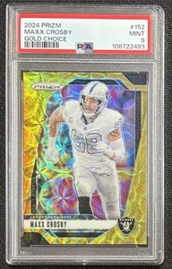 2024 Panini Prizm Maxx Crosby GOLD CHOICE PRIZM SSP #/10 Raiders PSA 9 MINT ๐ฅ - Picture 1 of 2