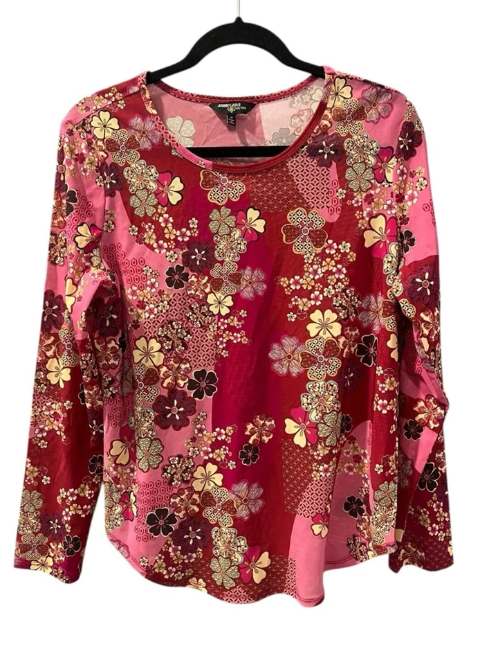 Camisa Johnny Was Active Talla Mediana Yama Manga Larga Malla Floral Colorido Rosa Foto 1 de 4