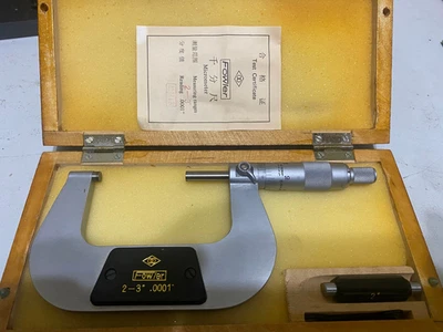 Old school Fowler 2-3" outside micrometer  with box and Std. - Image 1 of 2