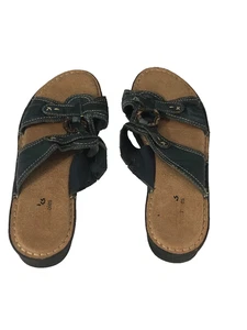 Clarks Damen Pantoletten Wildleder Sandalen 10M dunkelgrau Leder Obermaterial - Bild 1 von 5