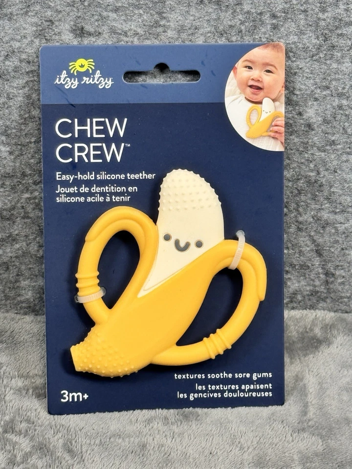 Itzy Ritzy Easy Hold Silicone Teether Chew Crew Beckett the Banana Baby Teething - Image 1 of 4