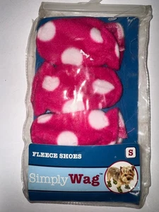 SIMPLY WAG FLEECE HUNDESCHUHE ROSA WEISS GEPUNKTET GRÖSSE SMALL S 2 1/4" MOPS TERRIER - Bild 1 von 2
