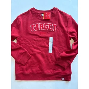 Target Youth L 10/12 Red Chenille Patch Crewneck Sweatshirt Casual Halloween - Picture 1 of 7