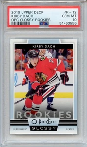 2019-20 OPC Glossy Rookies Kirby Dach PSA 10 Rookie Blackhawks - Picture 1 of 2