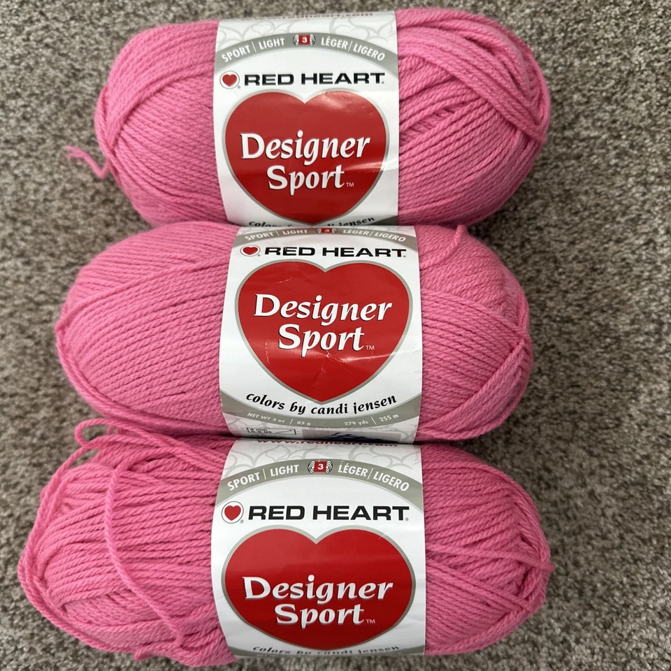 Hilo de bebé Red Heart 3730 rubor rosa 3 capas lote de 3 279 yardas punto ganchillo Foto 1 de 3