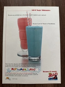 JELL-O Magic Milkshakes Berry Blue Vintage Print Ad/Wall Art - Imagen 1 de 1