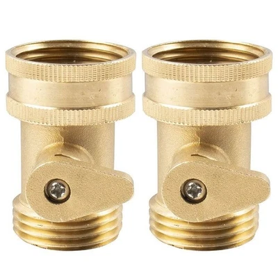 2件装3/4英寸花园软管关闭阀水管龙头连接器实心黄铜 — 第 1/4 张图片