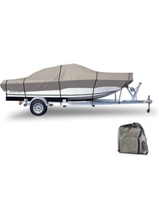Trailerable Boat Cover 600D Fits 17-19' Heavy Duty Marine Grade V-Hull Tri-Hull - Picture 1 of 6