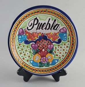 Puebla Mexico Pottery Floral Wall Plate 6 1/2" Signed T. Juarez - Bild 1 von 8