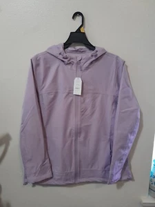 Womens Size Large 12-14 Time And Tru Purple Waterproof Rain Jacket Hooded NWT - Picture 1 of 5