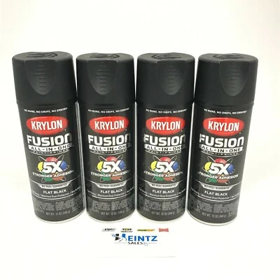 KRYLON 2728-4 PACK FLAT BLACK All-In-One Fusion Paint & Primer - No-Peel - 12 oz - Image 1 of 3