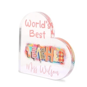 Personalised World's Best Teacher Gift Thank You End of Year Term School Nursery - Picture 1 of 3