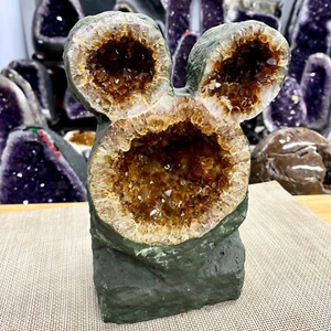 9,92 Pfund natürliche Citrin Geode Kristall Cluster Quarz Mineral Probe Heilung - Bild 1 von 13