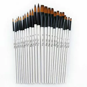 12Pcs Artist Paint Brushes Set Professional Brush Wooden Oil Acrylic Watercolour - Picture 1 of 14