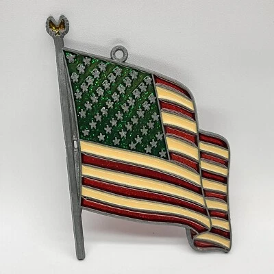 ⭐️ Adorno Suncatcher estilo vitral estrellas y rayas bandera americana vintage Foto 1 de 3