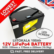 12V 100Ah Battery LiitoKala Lithium Phosphate (w/Screen) Large Capacity DIY - UK