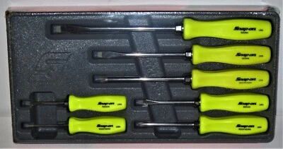 NEW* Snap On Screwdriver Set, Combination 7 Pcs. *HI-VIZ HARD HANDLES* SDDX70AHV - image 1 of 4