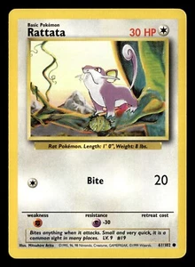 1999 Pokémon Base Set Unlimited RATTATA 61/102 LP - Picture 1 of 2