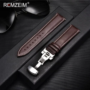 16 mm 18 mm 20 mm 22 mm 24 mm Echt Leder Armband Uhrenarmband Band Bracelet - Bild 1 von 5