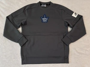 Adidas Toronto Maple Leafs Mens Medium Crew Neck Sweatshirt Logo Gray Zip Pocket - Picture 1 of 7