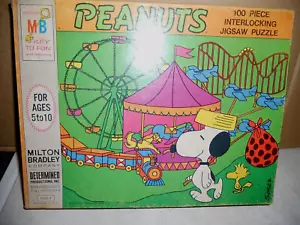 VNTG 1972 PEANUTS 100-PC PUZZLE COMPLETE - SNOOPY & WOODSTOCK AT CARNIVAL LOOK - Picture 1 of 8
