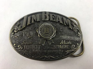 Jim Beam Whiskey 1993 Vintage Belt Buckle 3 1/4 2 3/8 1/8 Made in USA - Picture 1 of 5