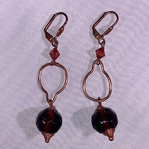Copper-toned Beaded Dangle Earrings - Picture 1 of 5