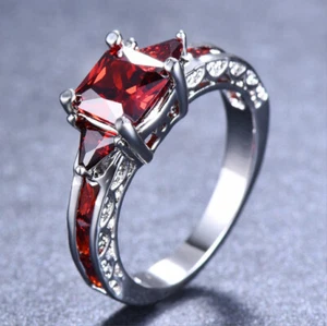 US 316L Women 4MM Stainless Steel CZ Ring Band Size 6-12 Engagement Wedding - Picture 1 of 8