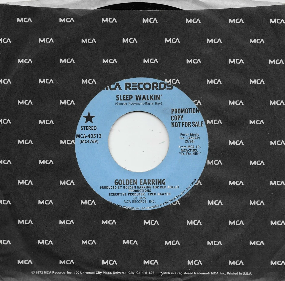 GOLDEN EARRING  Sleep Walkin'  rare promo 45 from 1976 - Image 1 of 1