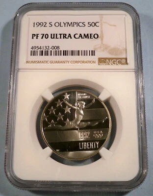 1992-S 50c NGC PF70UCAM OLYMPICS COMMEMORATIVE HALF DOLLAR PR PF 70 ULTRA CAMEO - Image 1 of 3