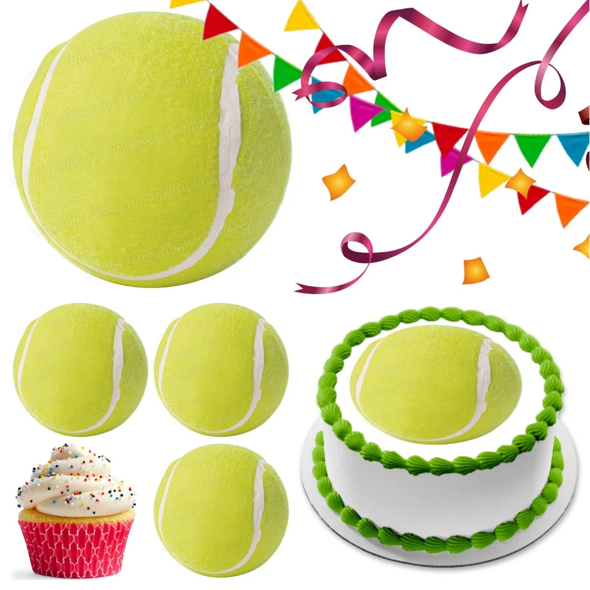 Tennis Cake Topper – Glitter Sport Theme Cake Decoration – Birthday Party Supplies For Kids & Adults