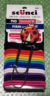 SCUNCI - Firme y Apretado - Sin Daños Elásticos Brillantes con Marcador - Arco Iris - 61 piezas Foto 1 de 4