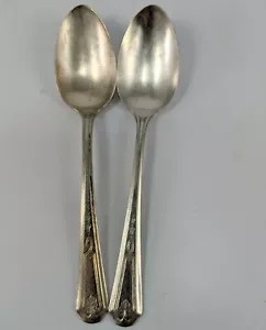 2 Oneida Community 1922 Beverly Elite Pattern Teaspoons Spoon Duro Plate - Picture 1 of 2