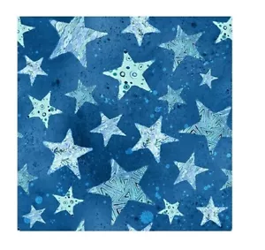 Nautical Fabric - Sea Glass Blue Starfish Toss - Blank YARD - Picture 1 of 1